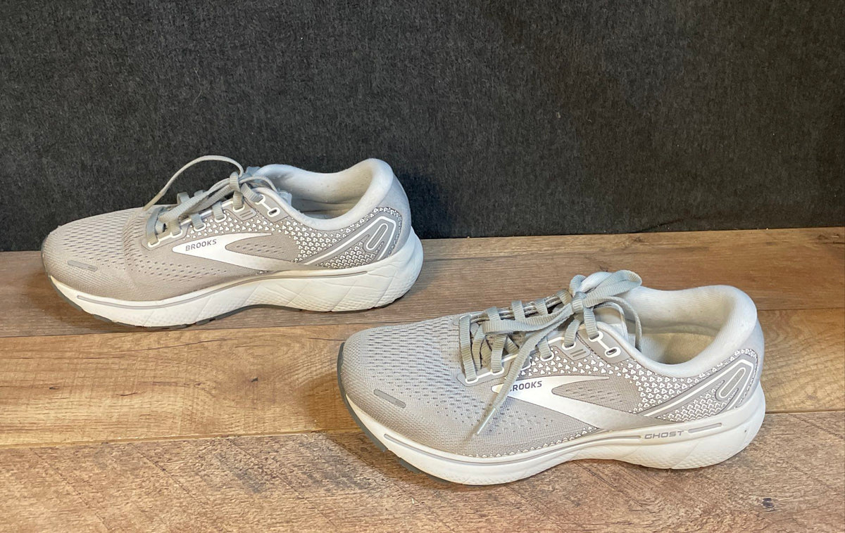 Brooks Ghost 14 Grey White Neutral Running Shoes Womens Size 8