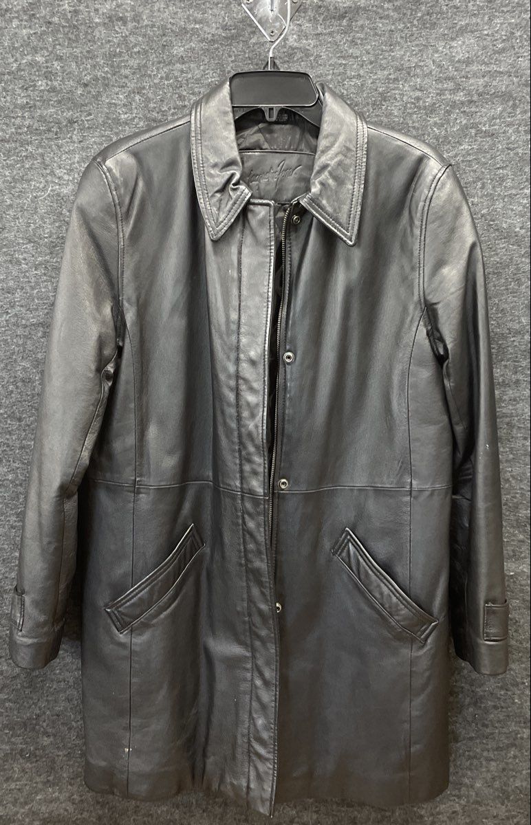 Vintage Y2K Jacqueline Ferrar Women's Black Leather Coat Quilted Lined Sz S