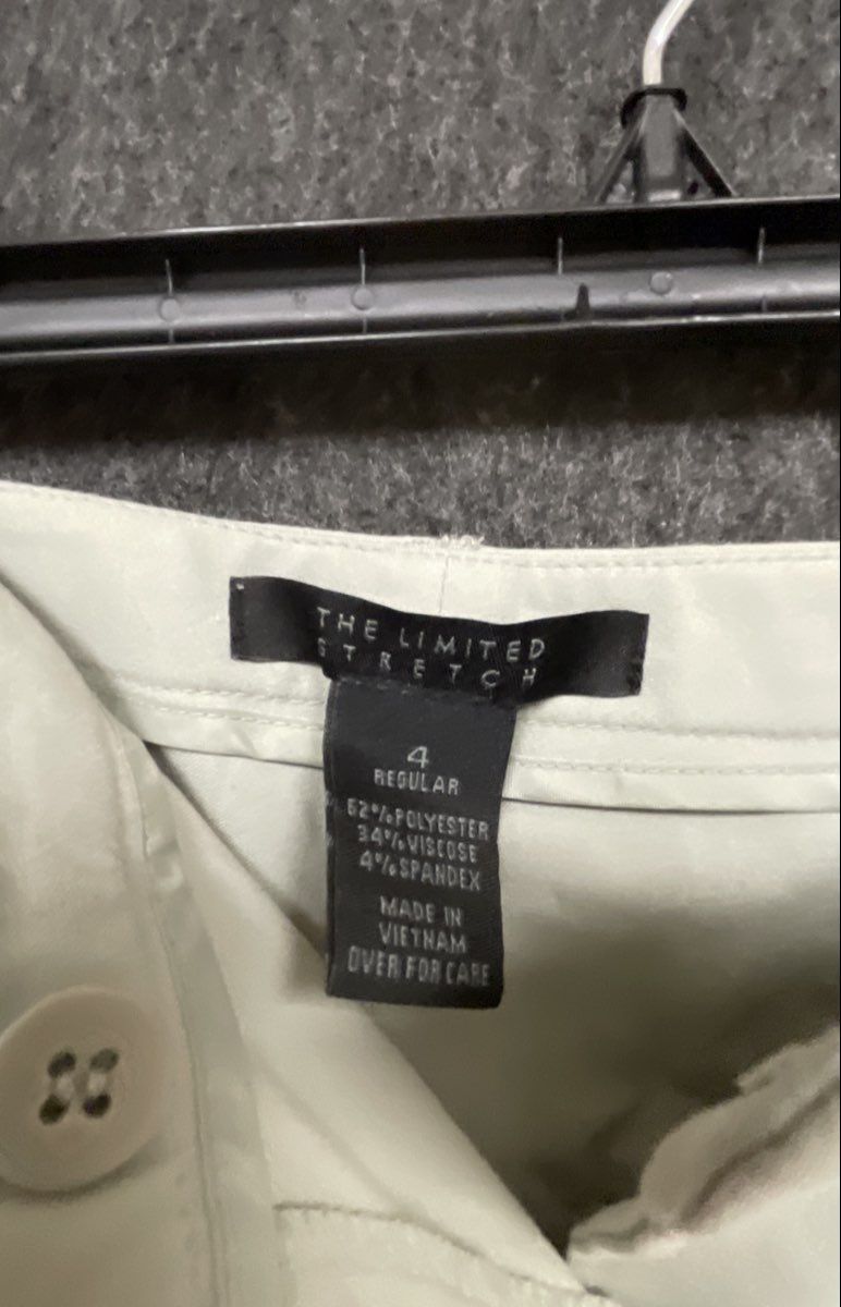 The Limited Women's Stretch Pants Sage Green D-Ring Belted Trousers Size 4
