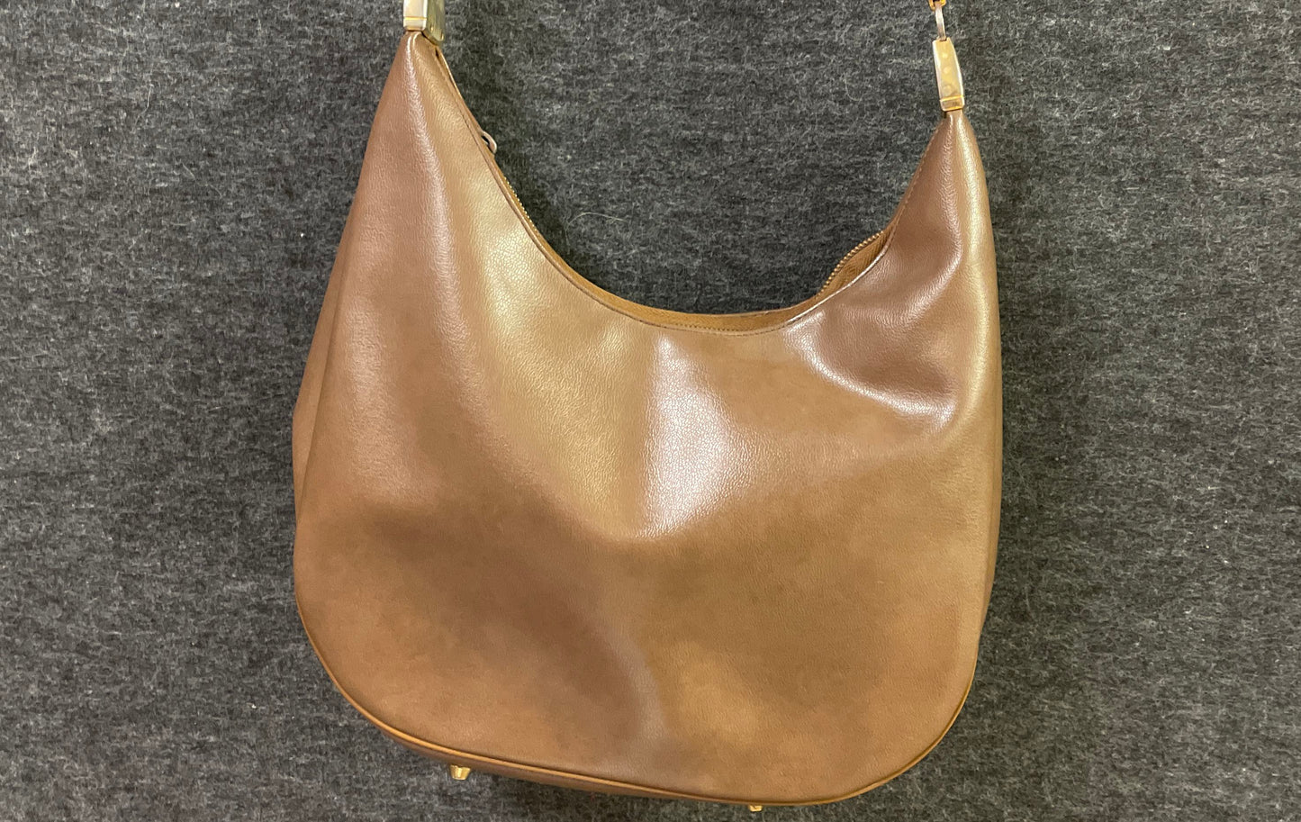 Vintage 1970s Koret Brown Leather Hobo Shoulder Bag Gold Hardware
