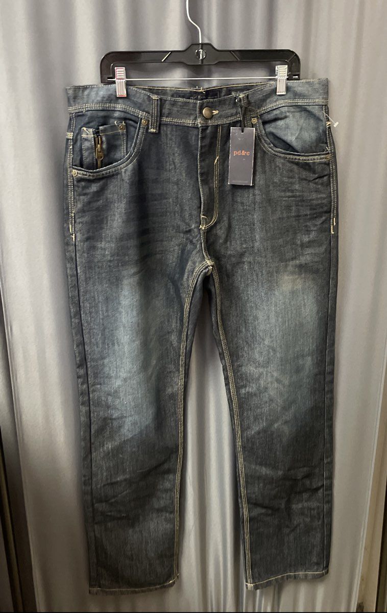 PD&C Men's Oscar Blue Faded Slim Straight Jeans Sz 36x32 NWT