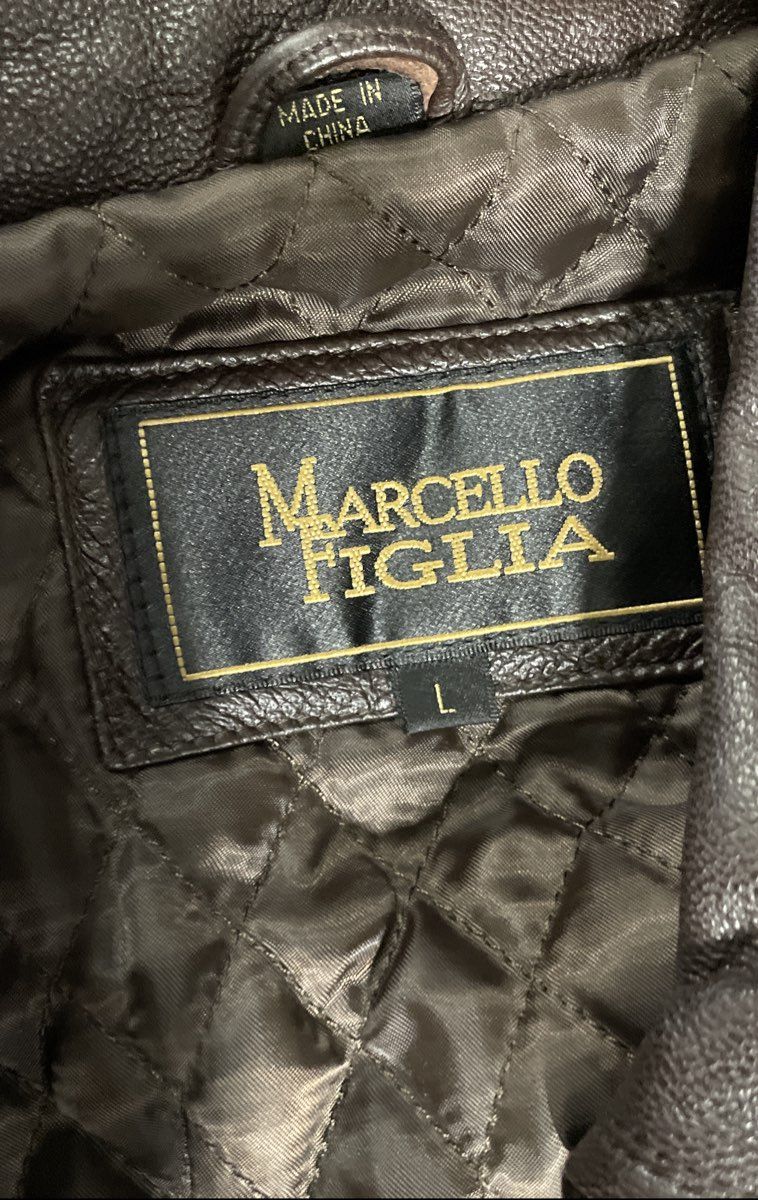 Marcelo Figlia Men's Brown Genuine Leather Full Zip Quilted Lined Jacket Sz L