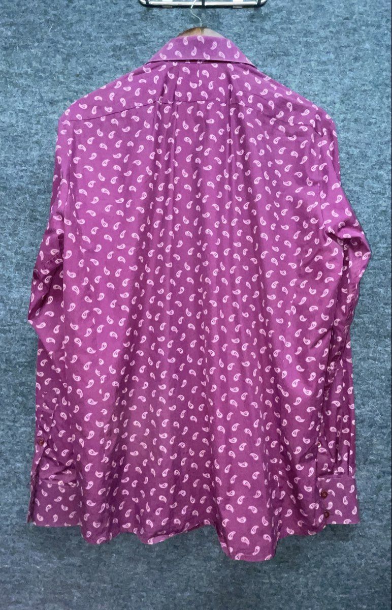 Thomas Pink Men's Purple Paisley Slim Fit Cotton Long Sleeve Shirt Sz 15.5 39