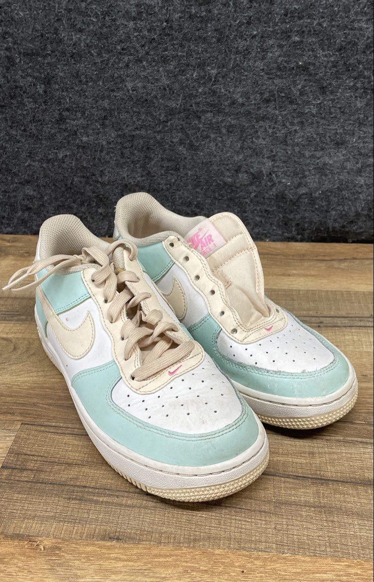 Nike Air Force 1 Low GS Emerald Rise White Sneakers Size 5Y