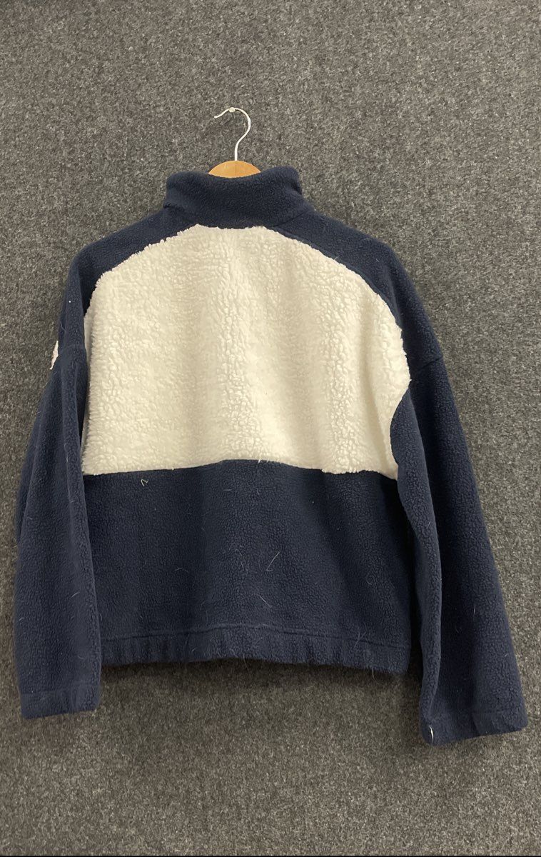 Columbia Women's Navy White Colorblock Sherpa Quarter Snap Fleece Jacket Sz M