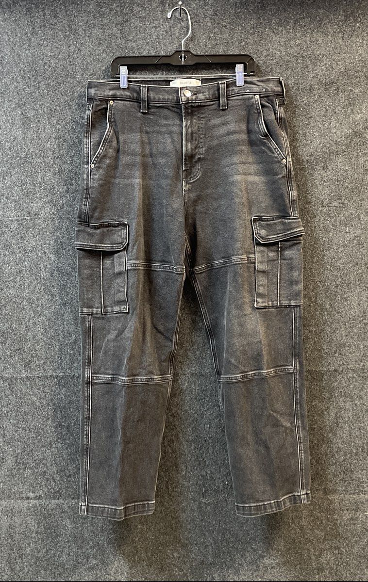 Hollister Men's Black Baggy Cargo Jeans Faded Denim Sz 36x32