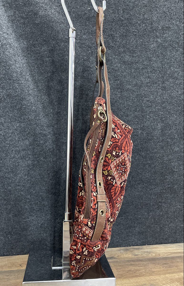 Axcess Red Tapestry Boho Corduroy Hobo Shoulder Bag Large