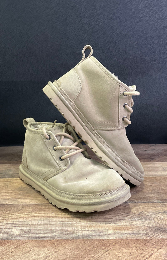 UGG Neumel Sand Suede Sheepskin Lined Lace-Up Chukka Boots Women's Size 7