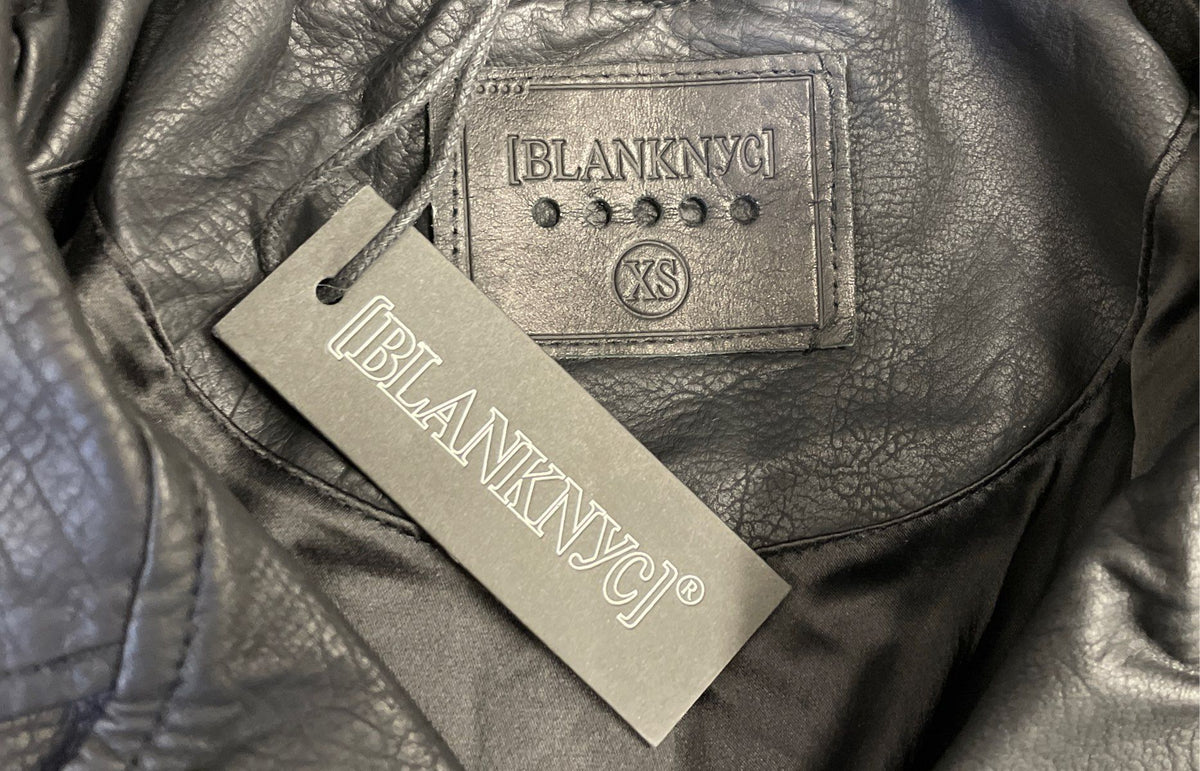 [BLANKNYC] Women's Black Vegan Leather Moto Jacket Asymmetrical Zip NWT Sz XS