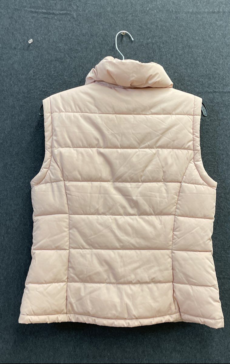 Calvin Klein Women's Light Pink Puffer Vest Quilted Full Zip Mock Neck Sz M