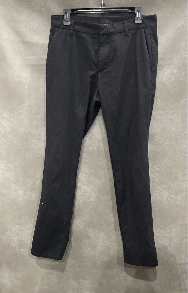 New Look Men's Black Slim Fit Dress Pants Flat Front Trousers Stretch Sz 32R