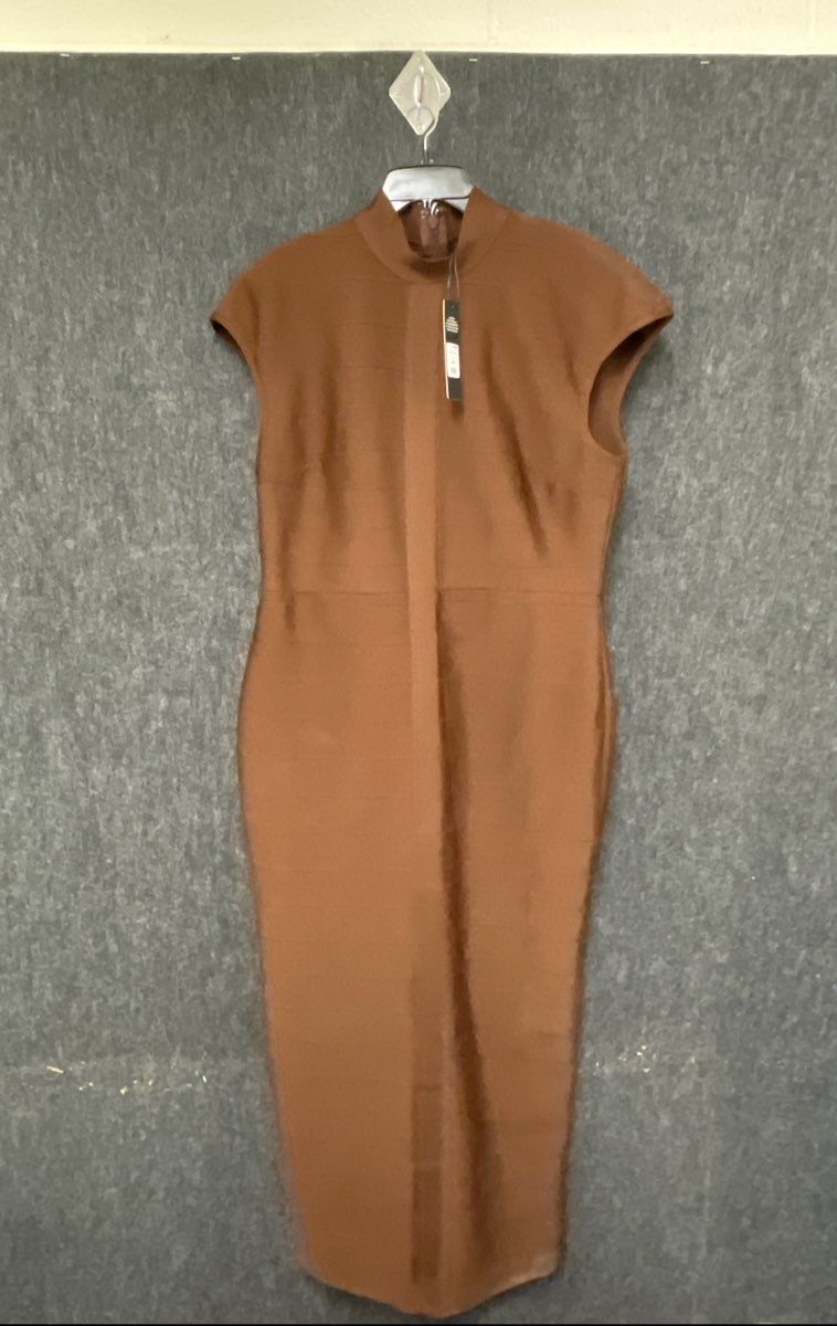 Fashion Nova Women's Moxie Cap Sleeve Bandage Maxi Dress Chocolate Brown NWT 2X