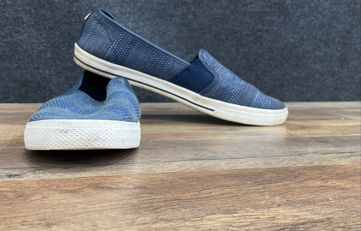 Lauren Ralph Lauren Blue Woven Canvas Slip On Sneakers Women's Size 10