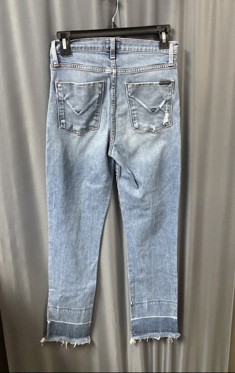Hudson Women's Blue Distressed Straight Leg Released Frayed Hem Jeans Size 26