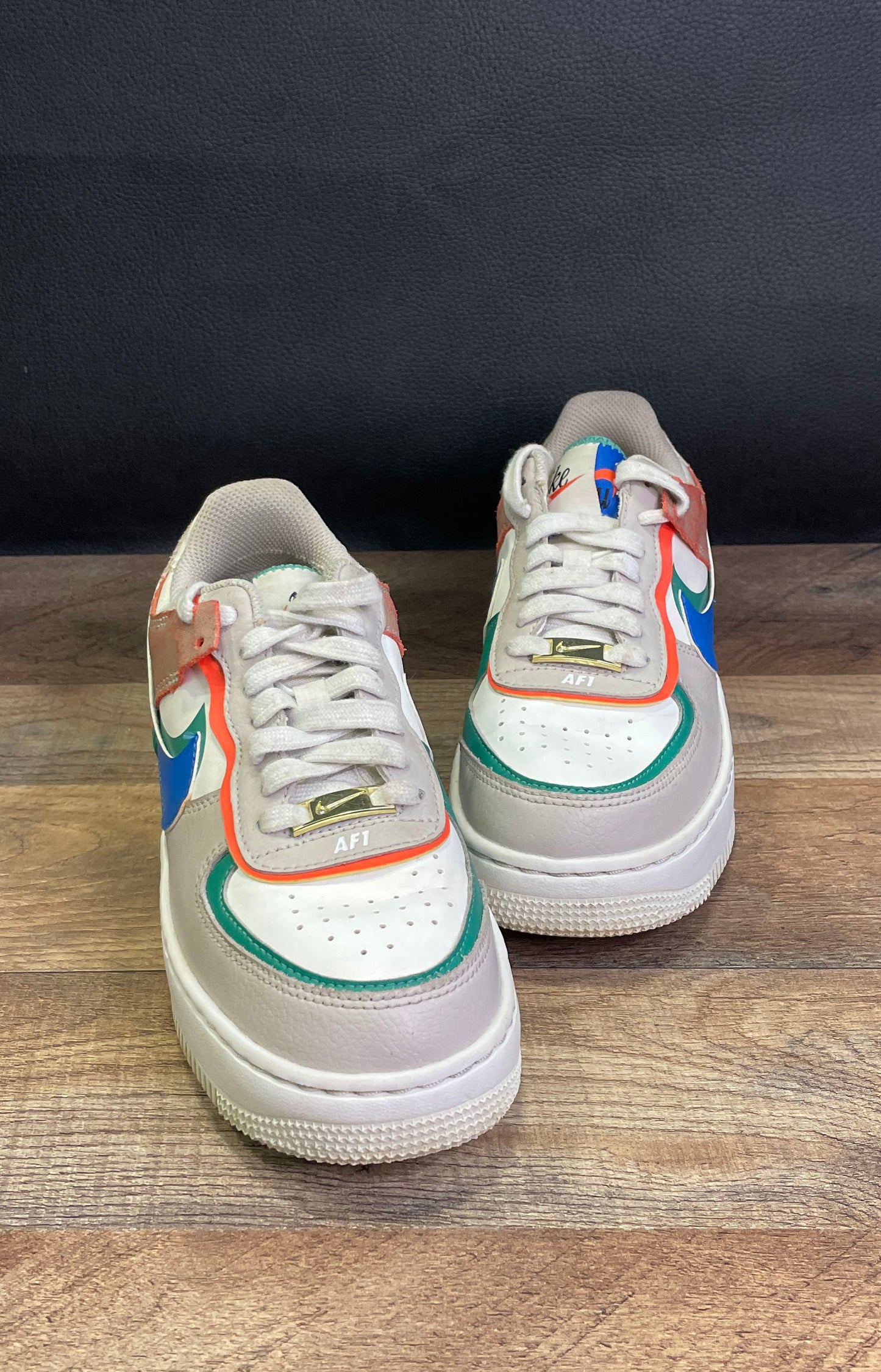 Nike Air Force 1 Shadow Multicolor Grey Blue Green Women's Sneakers Size 6