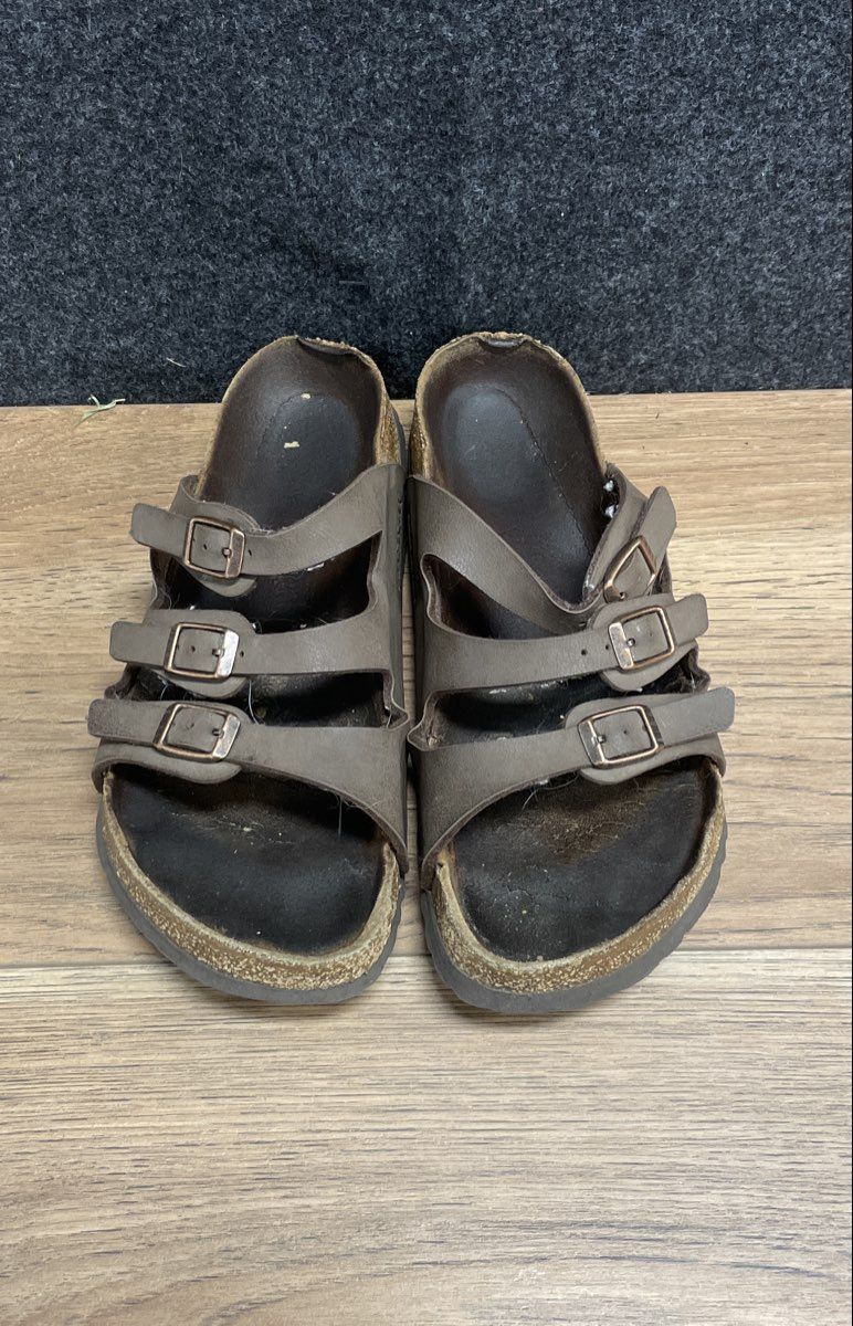Birkenstock Florida Mocha Brown Birko-Flor Three Strap Sandals Size 43