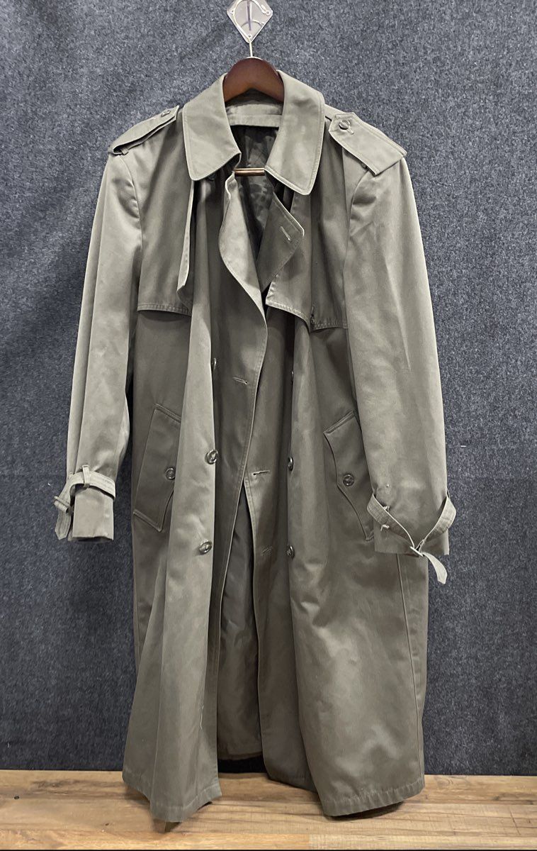 Vintage 90s Towne London Fog Green Belted Double Breasted Trench Coat Women's 42