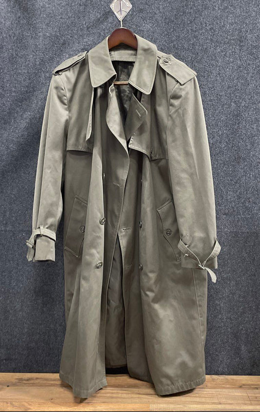 Vintage 90s Towne London Fog Green Belted Double Breasted Trench Coat Women's 42