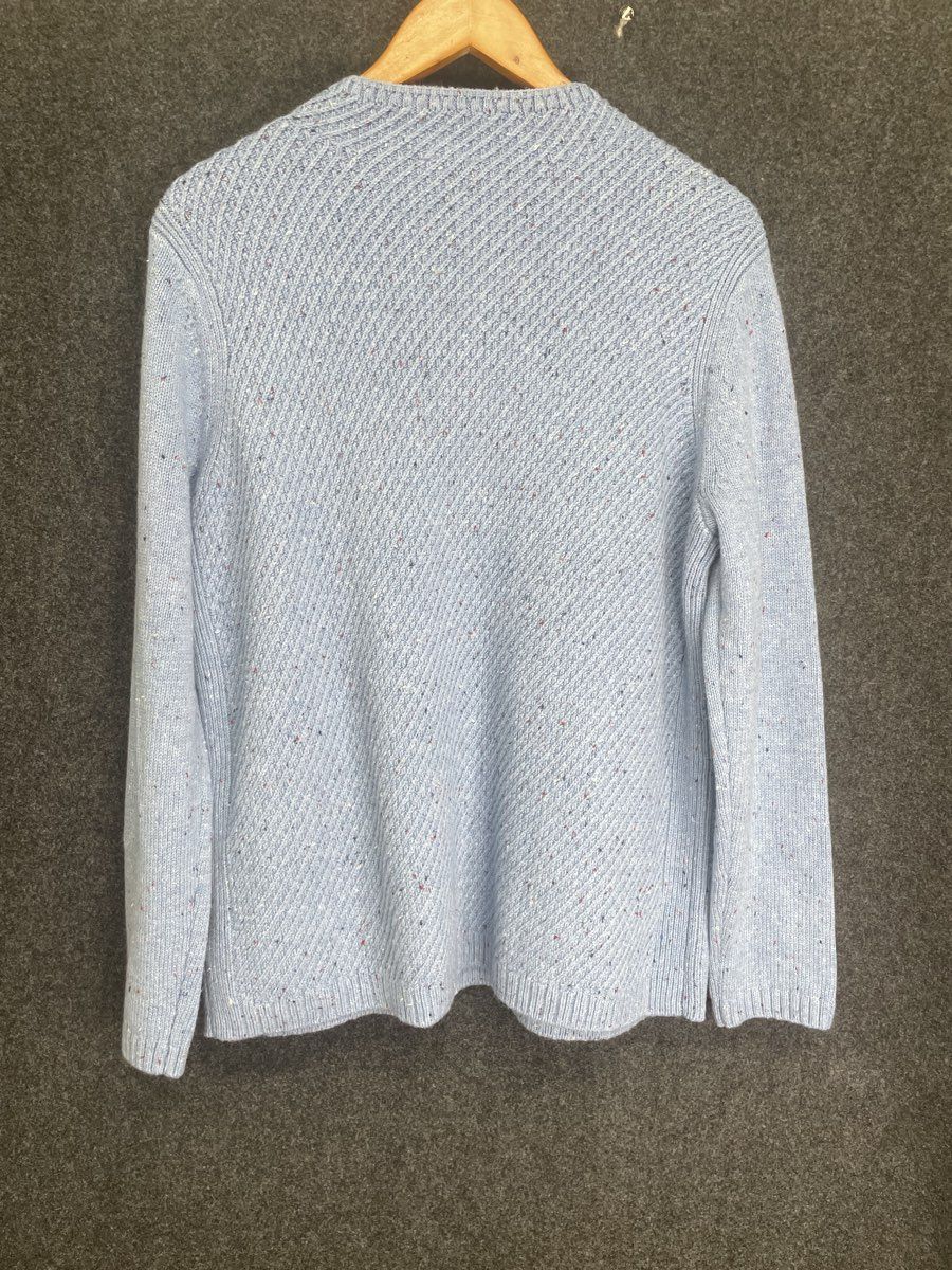 Talbots Women's Light Blue Speckled Shoulder Button Knit Sweater Size L NWT