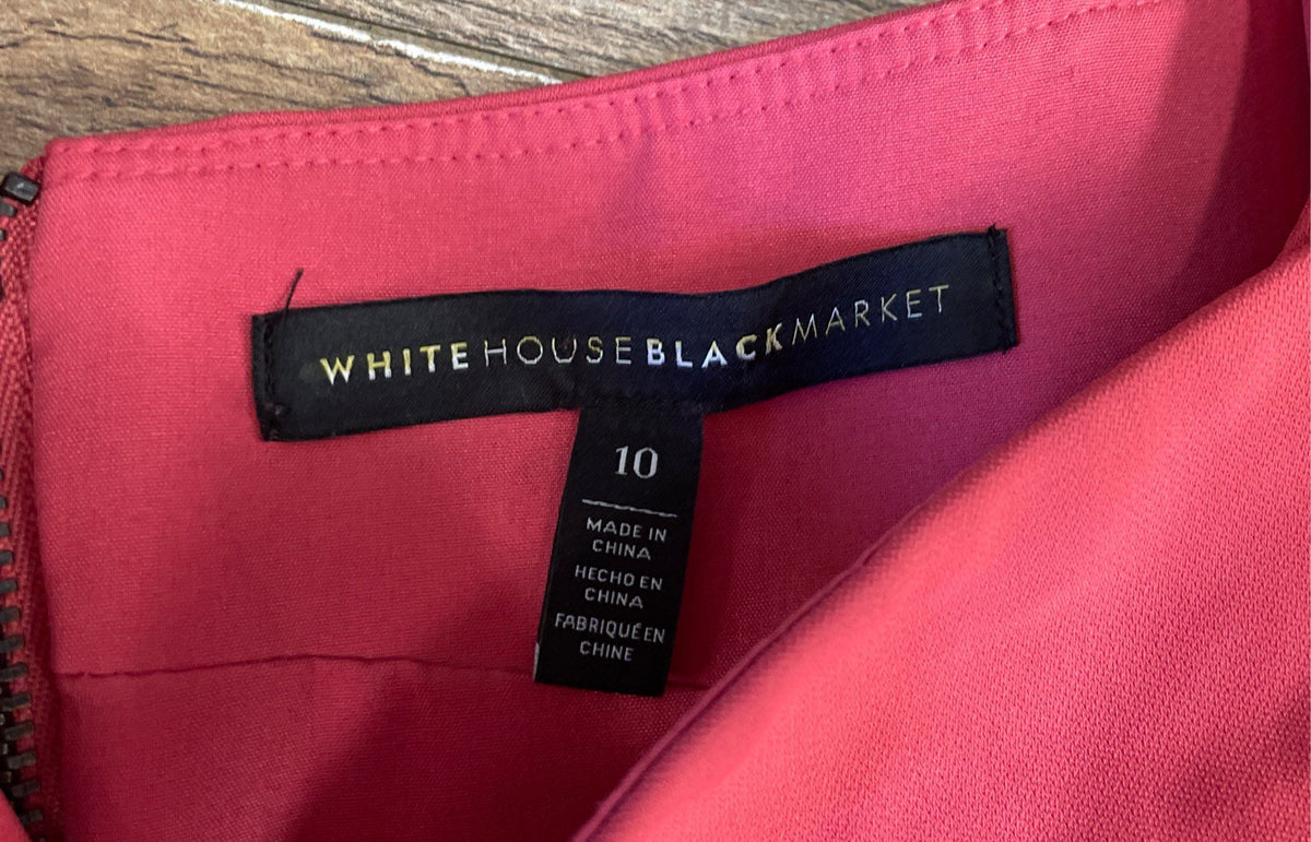 White House Black Market Women's Coral Off Shoulder Sheath Dress Sz 10