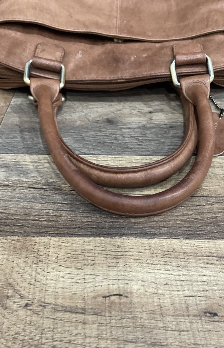 Vintage Great American Leather Works Tan Leather Satchel Bag Brass Hardware