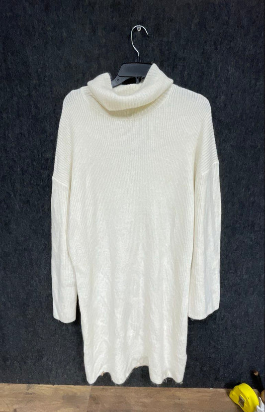 Abercrombie & Fitch Women's White Cowl Neck Ribbed Knit Sweater Tunic NWT XLT