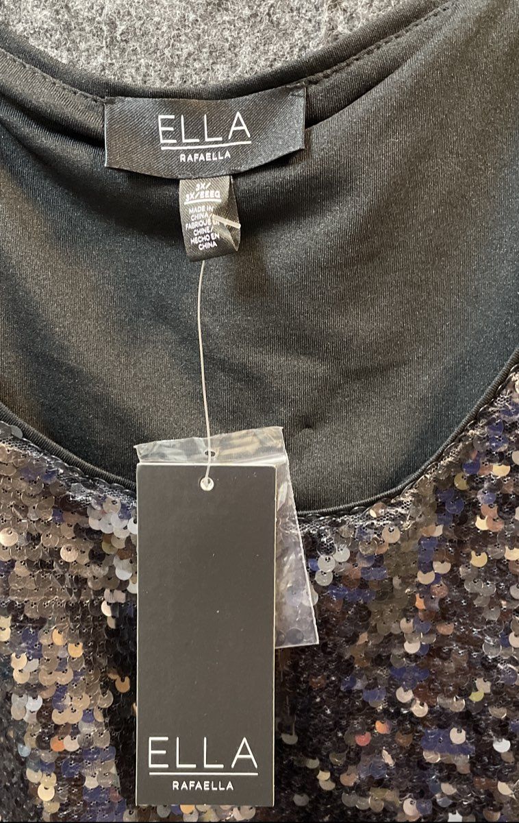 Ella Rafaella Women's Shark Gray Sequin Sleeveless Top Shell Sz 3X NWT