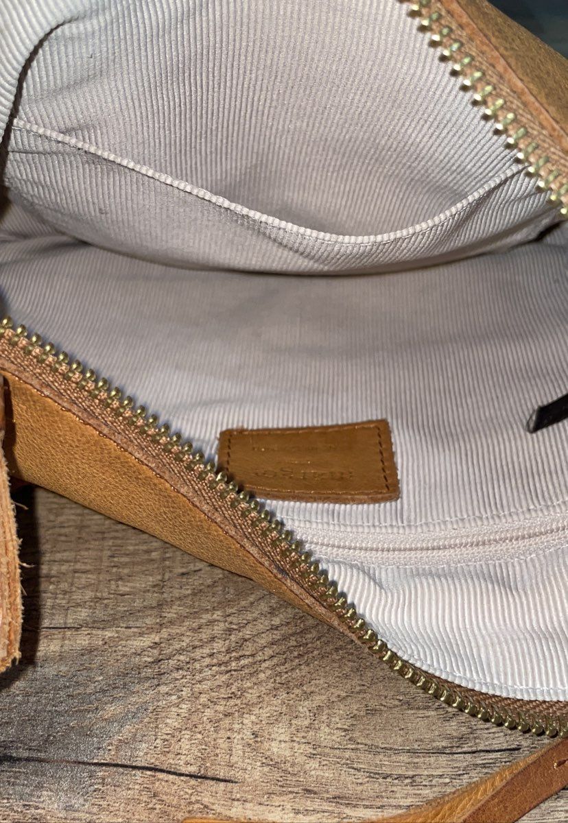 Margot New York Tan Genuine Leather Crossbody Bag Gold Hardware