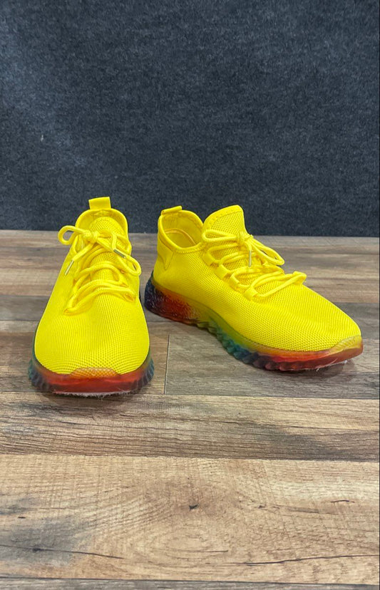 Wanted Affinity Yellow Mesh Rainbow Gradient Sole Women's Sneakers Size 7.5