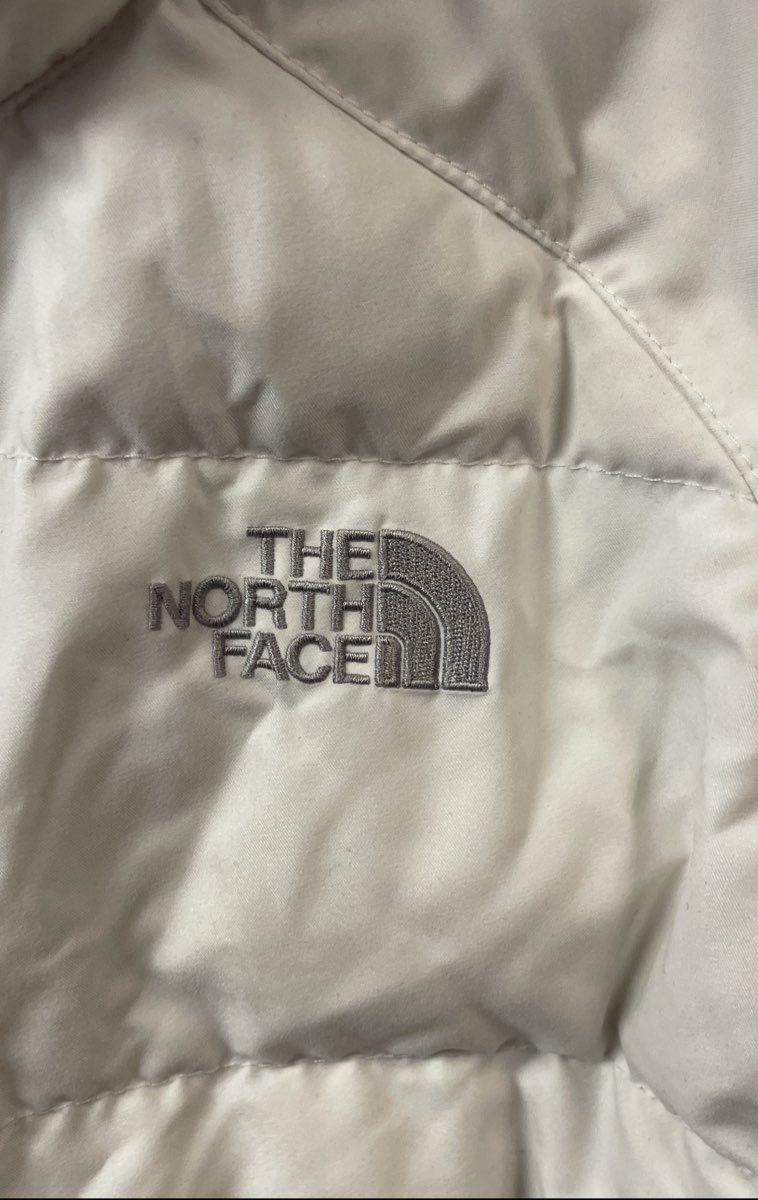 The North Face Women's White Hooded Quilted Puffy Bomber Jacket Parka Sz M