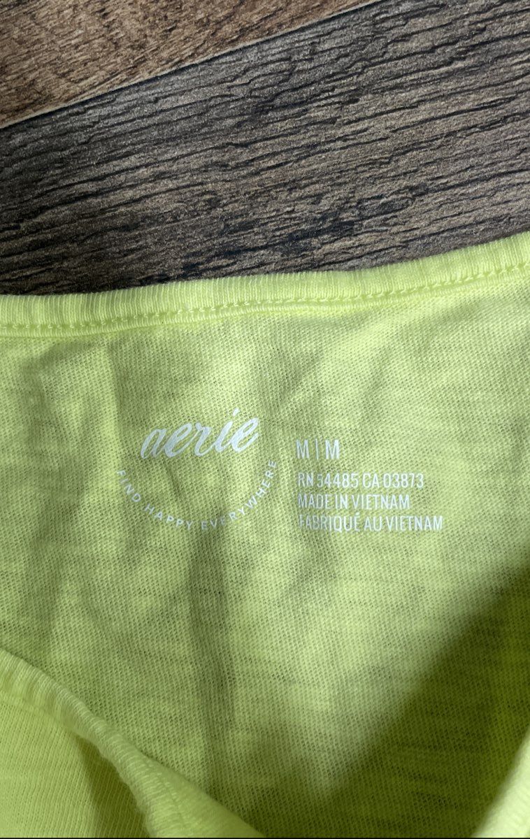 Aerie Women's Tank Top Lime Green Square Neck Seamed Slub Knit Sz M NWT