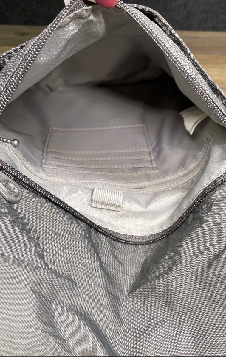 Baggallini Grey Nylon Flap Crossbody Bag Adjustable Strap Silver Hardware