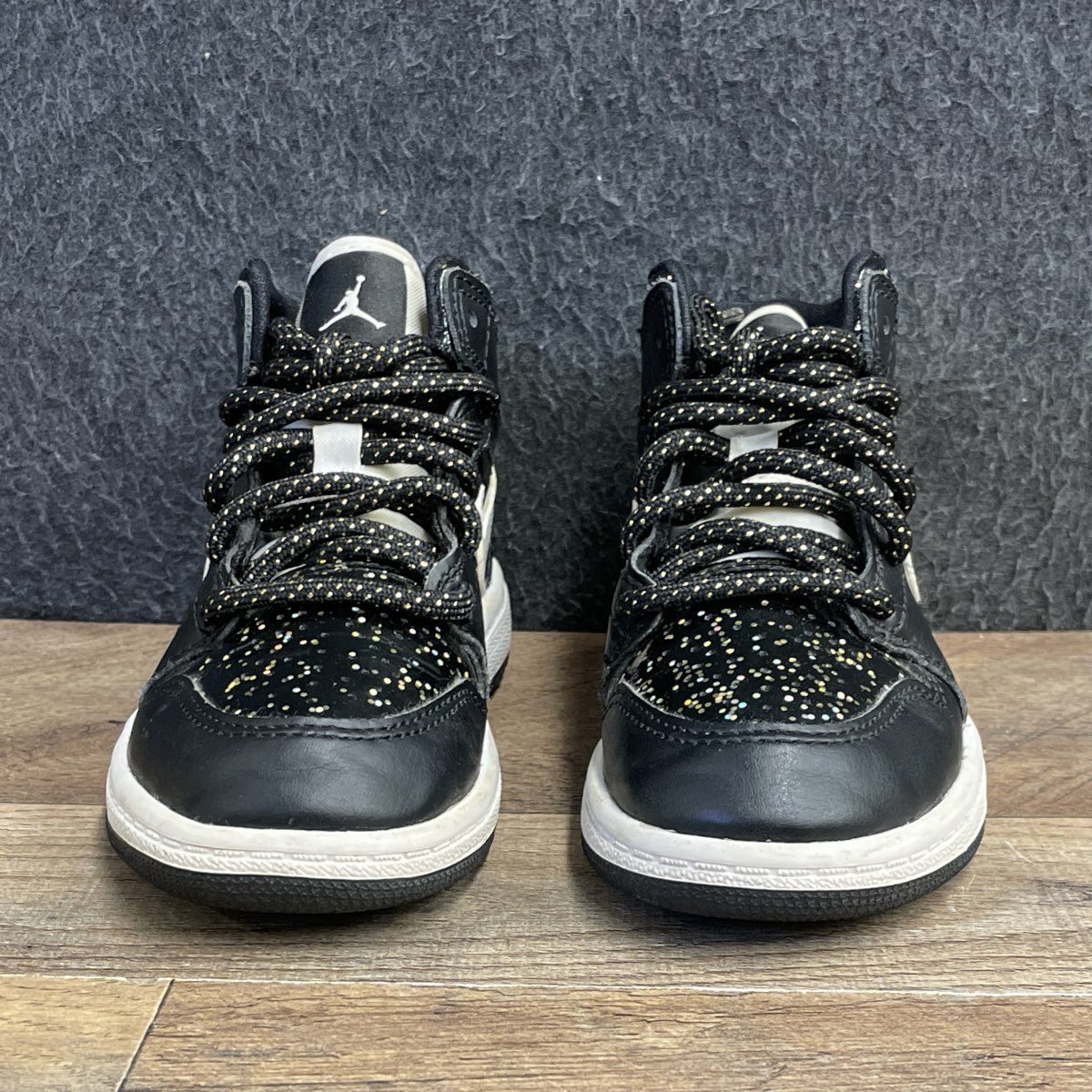 Nike Air Jordan 1 Mid Black Glitter Kids Sneakers Size 11C