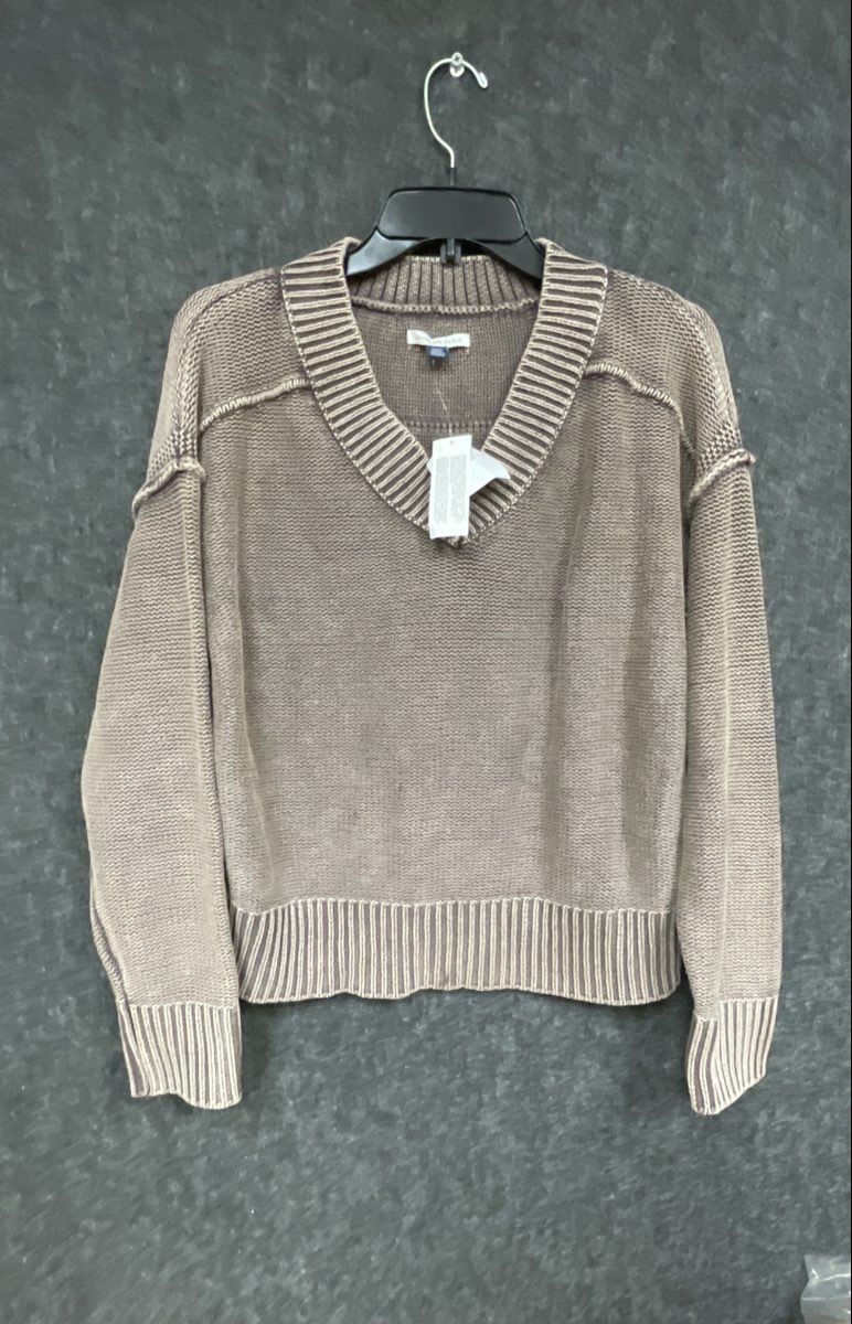 American Eagle Women's Brown V-Neck Ribbed Pullover Sweater Sz S NWT