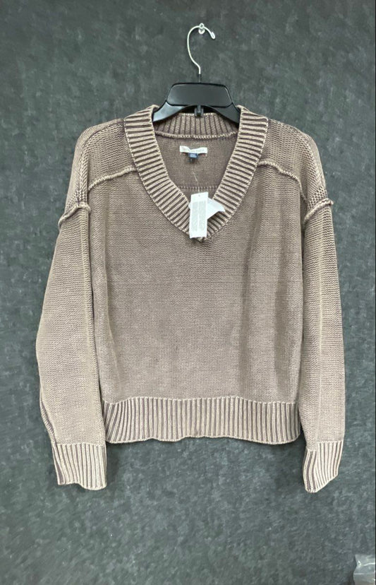 American Eagle Women's Brown V-Neck Ribbed Pullover Sweater Sz S NWT
