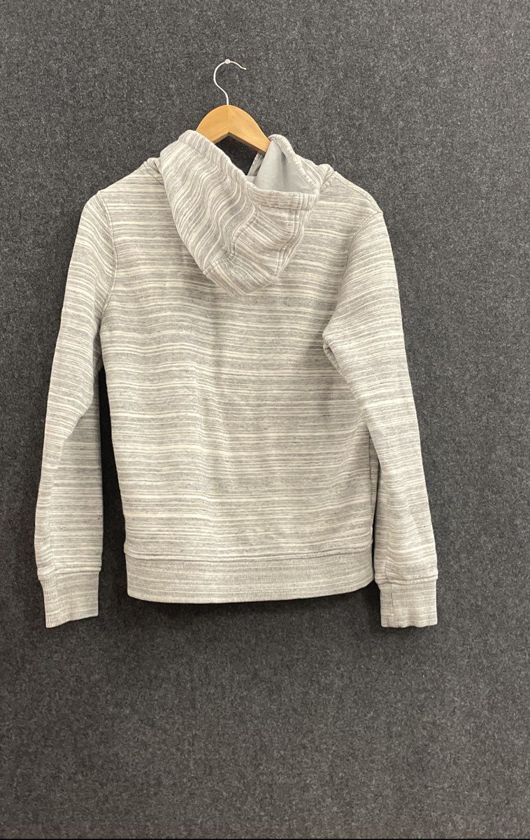 Carhartt Women's Relaxed Fit Gray Striped Graphic Sleeve Hoodie Sz S