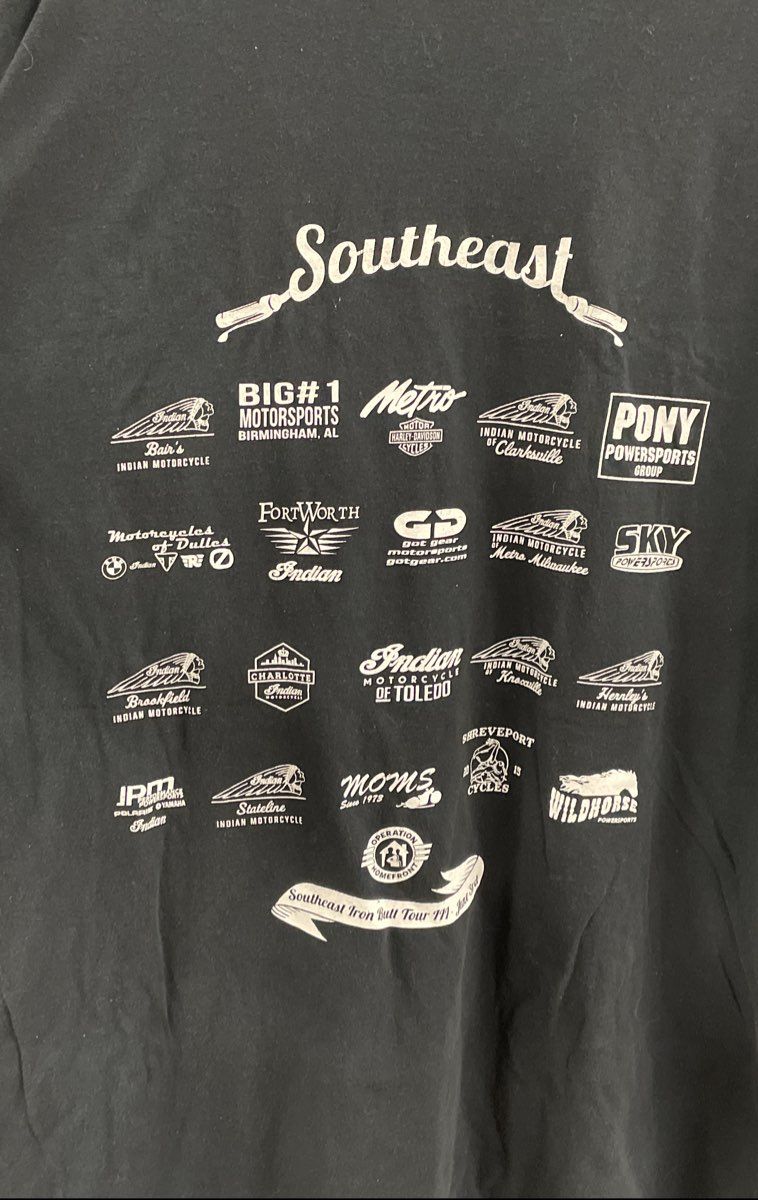 2022 Southeast Iron Butt Tour Motorcycle T-Shirt Knoxville TN Indian Moto Sz XL