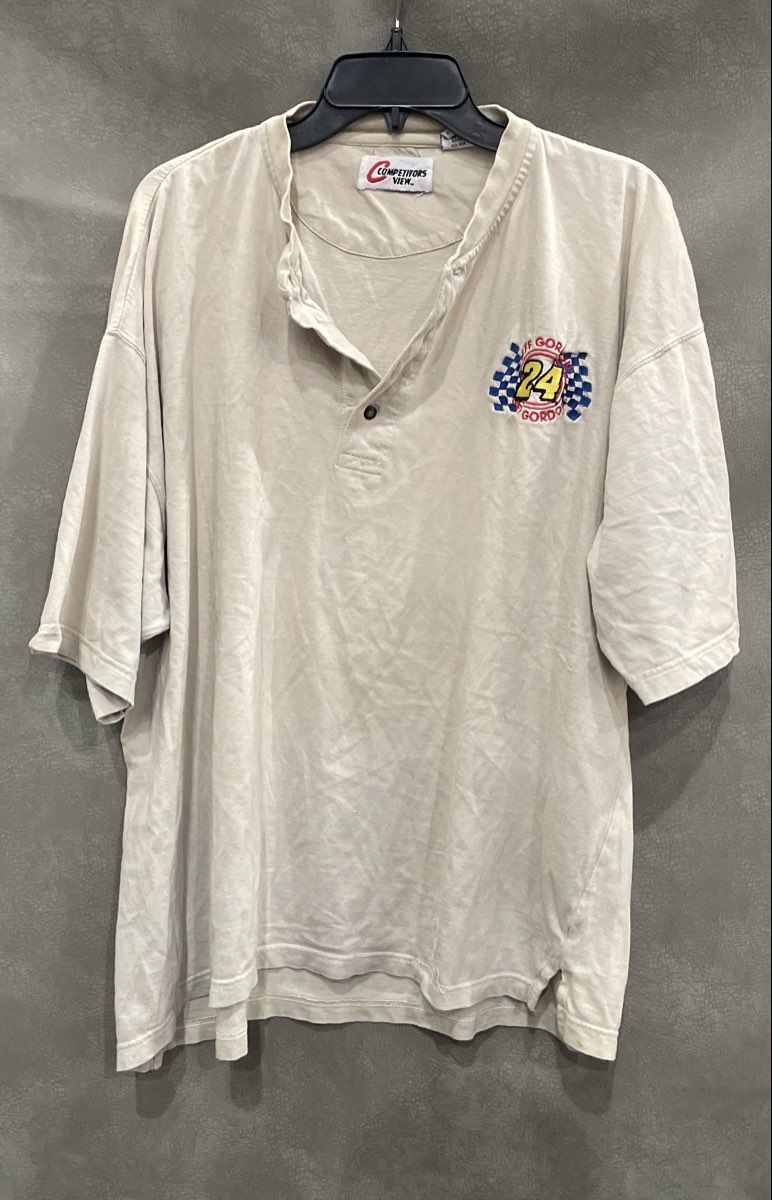 Vintage 90s Jeff Gordon NASCAR 24 Henley T-Shirt Competitors View Embroidered XL