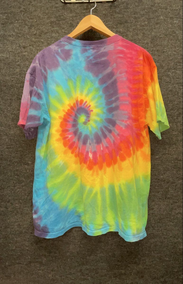 Vintage 90s Sundog Men's Rainbow Spiral Hand Dyed Tie Dye T-Shirt Size XL