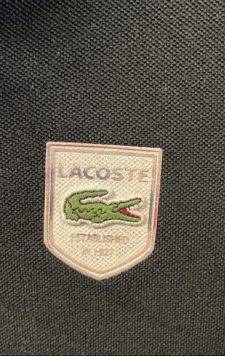 Lacoste Men's Black Shield Crest Logo Tipped Collar Cuffs Polo Shirt Sz 4