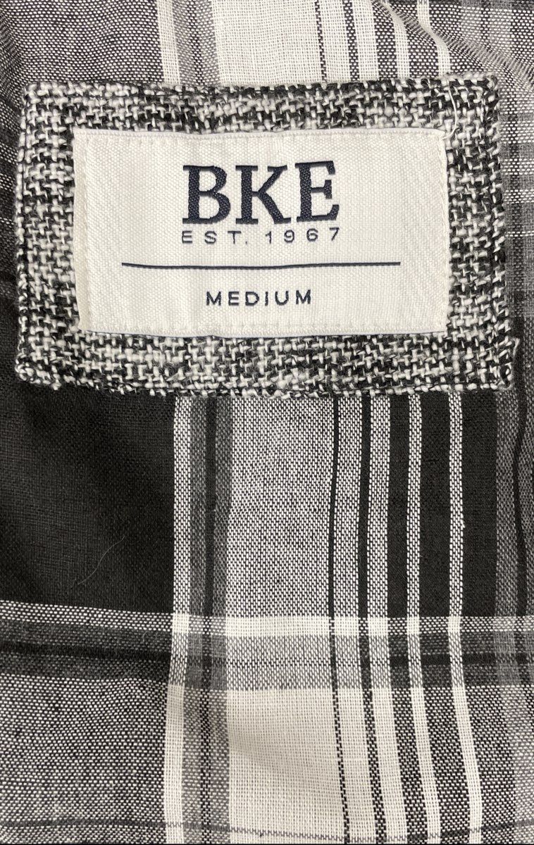 BKE Men's Gray Quilted Tweed Puffer Vest Full Zip Hooded Plaid Lined NWT Sz M