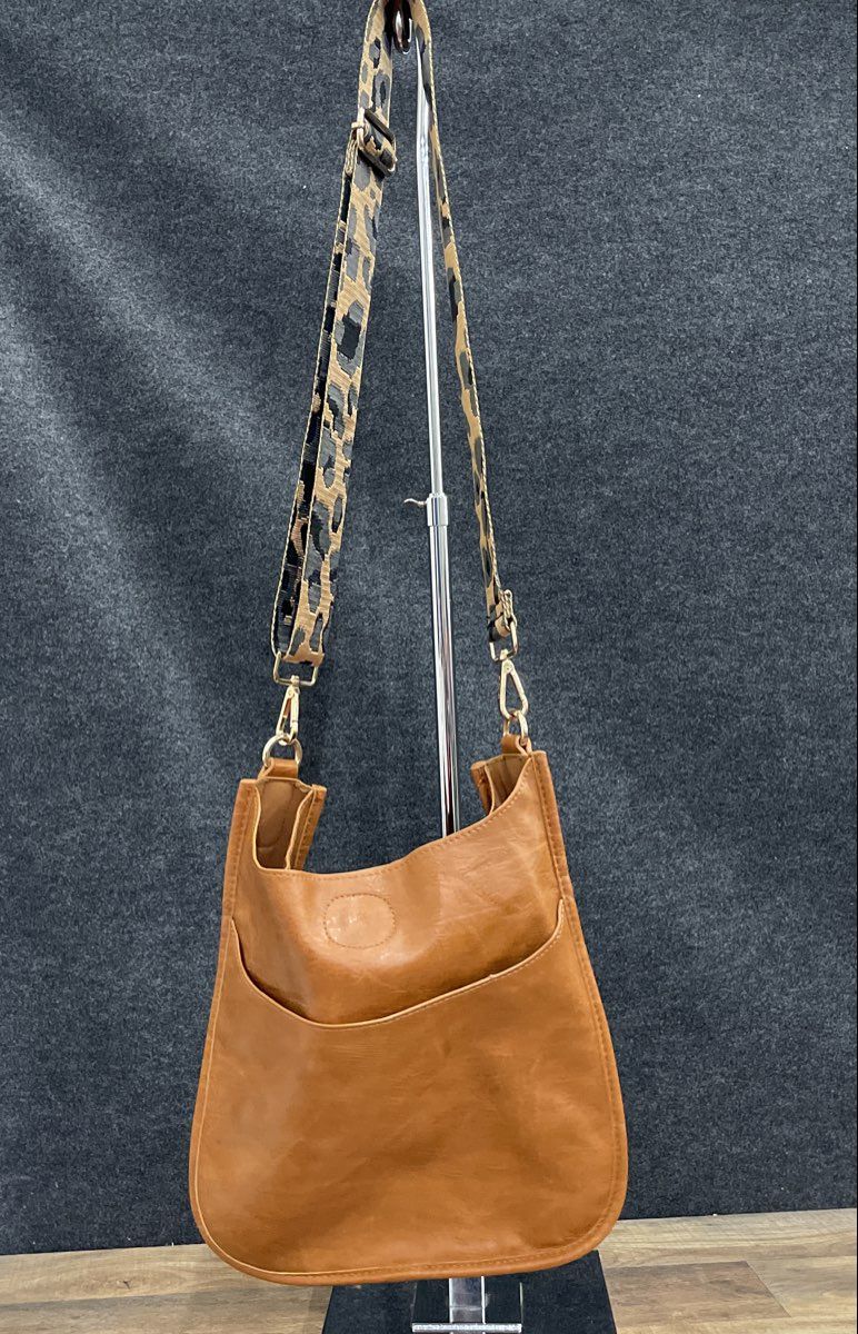 Ah Dorned Brown Leather Crossbody Messenger Bag Leopard Animal Print Strap