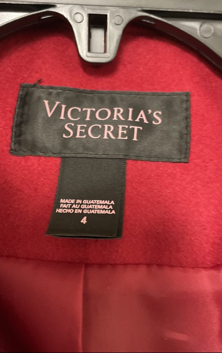 Victoria's Secret Women's Red Double-Breasted Peacoat Notched Lapel Sz 4