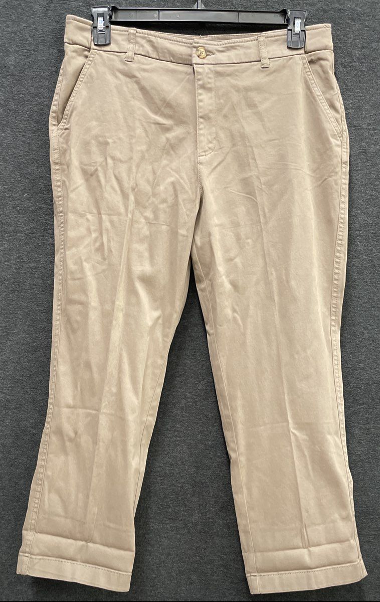 Coldwater Creek Women's Tan Textured Chino Pants Khaki Straight Leg Sz 12