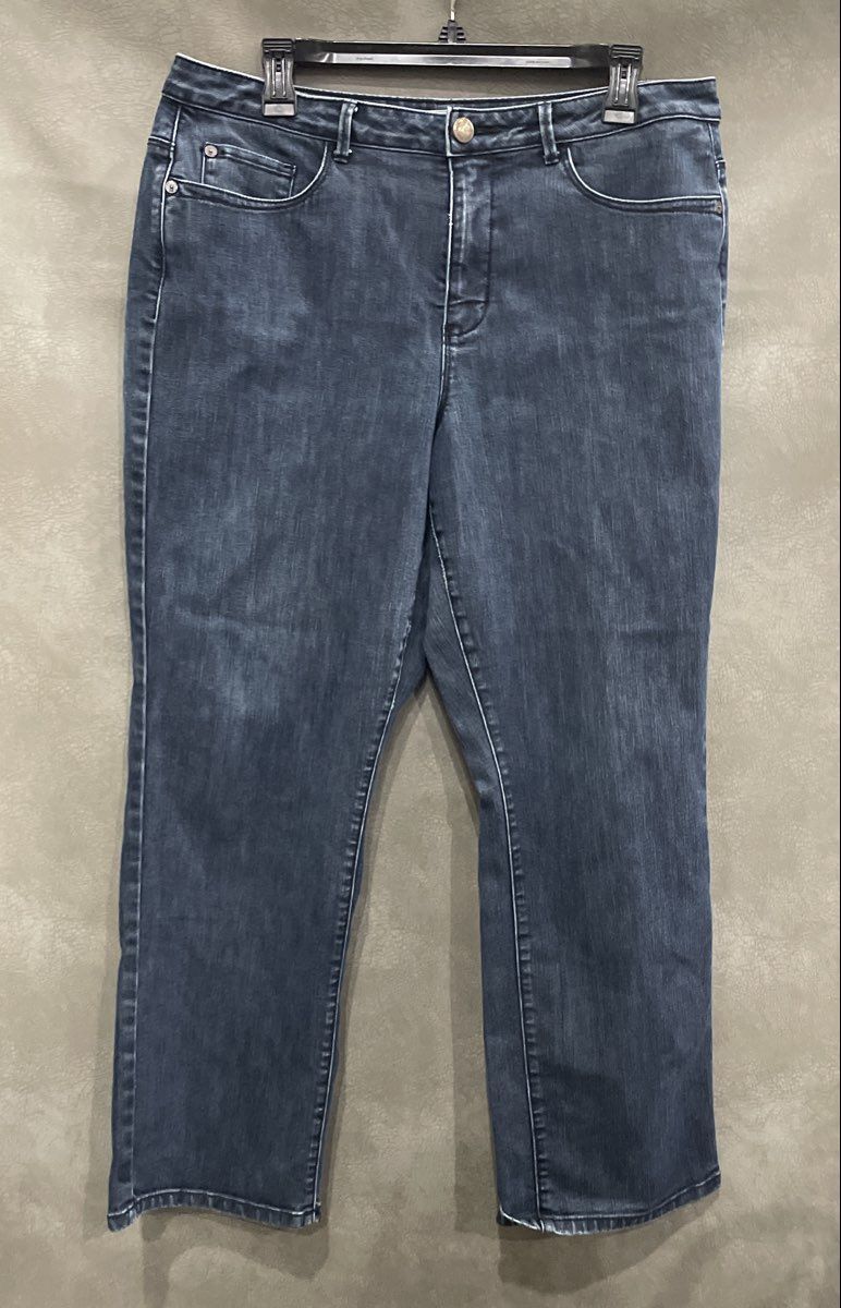 Coldwater Creek Women's Dark Blue Wash Straight Leg Stretch Jeans Sz P14
