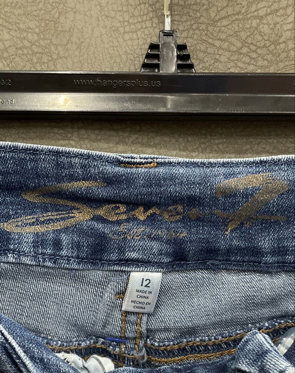 Seven7 Women's Medium Wash Blue Stretch Denim Skinny Jeans Size 12