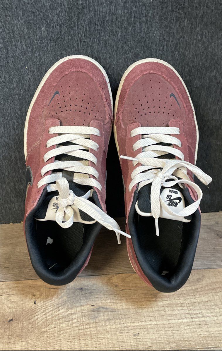 Nike SB Force 58 Brick Red Suede Low Top Skate Shoes Size 8