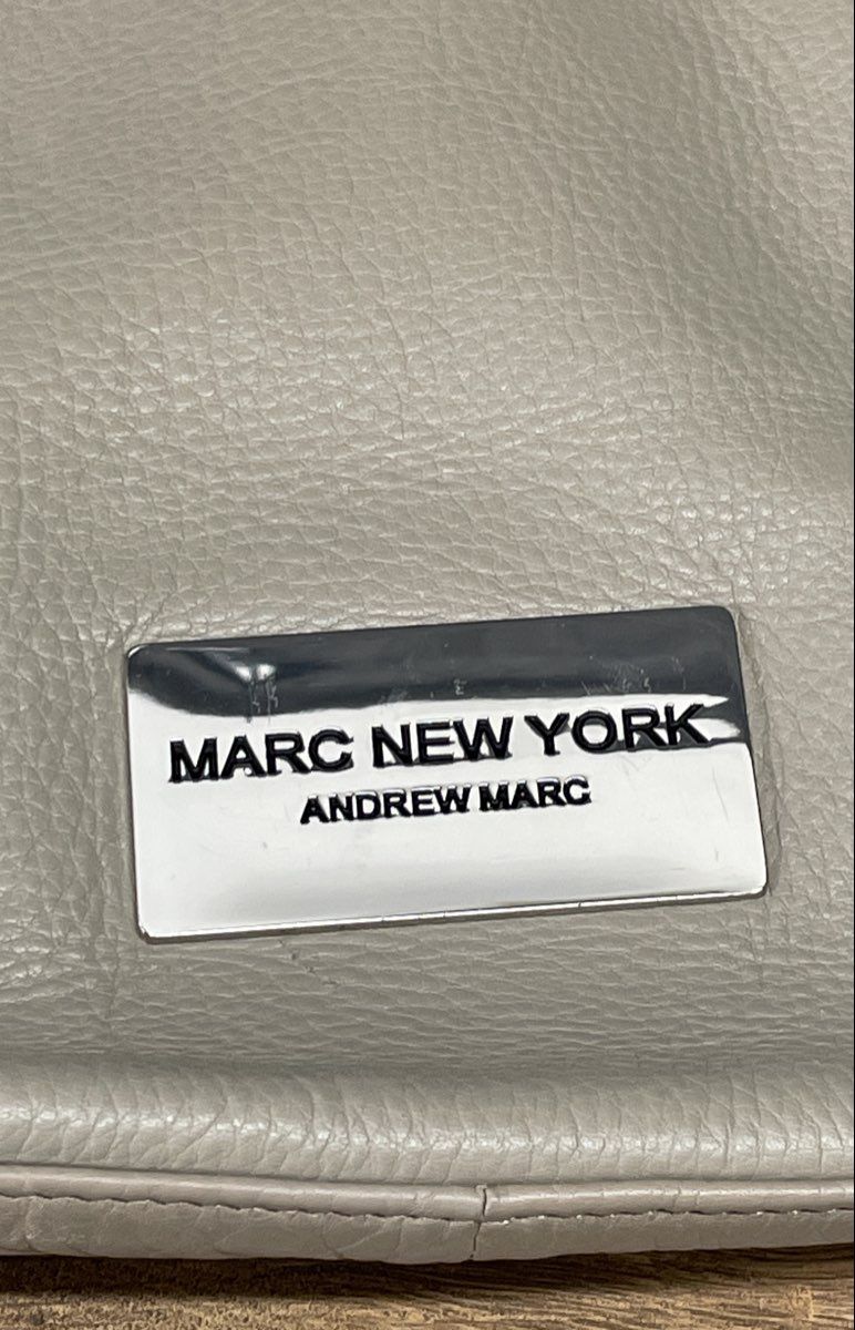 Marc New York Beige Leather Front Zip Tote Bag Handbag