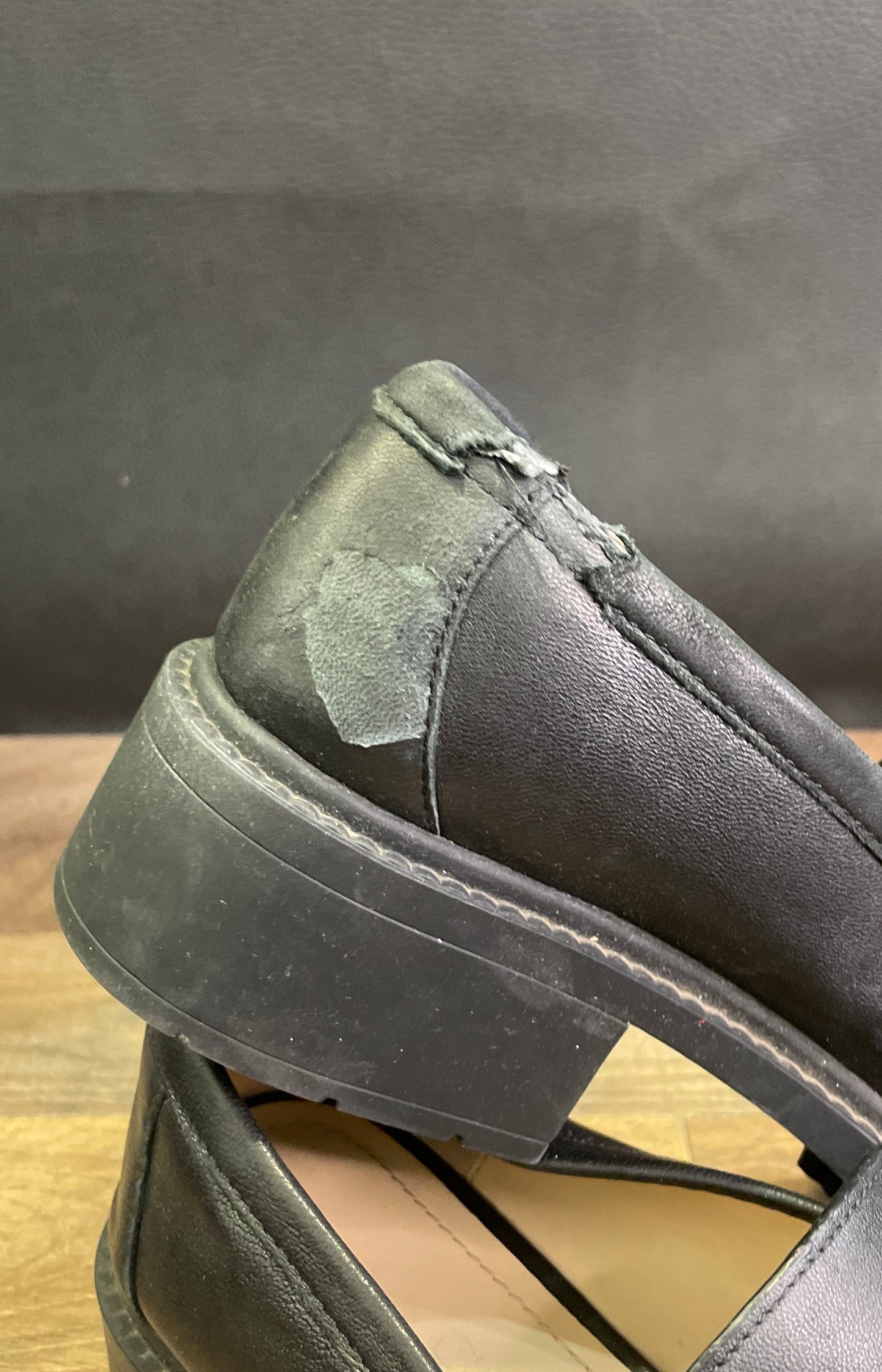 Coach Leah Black Leather Platform Lug Sole Loafers Women's Size 6.5B