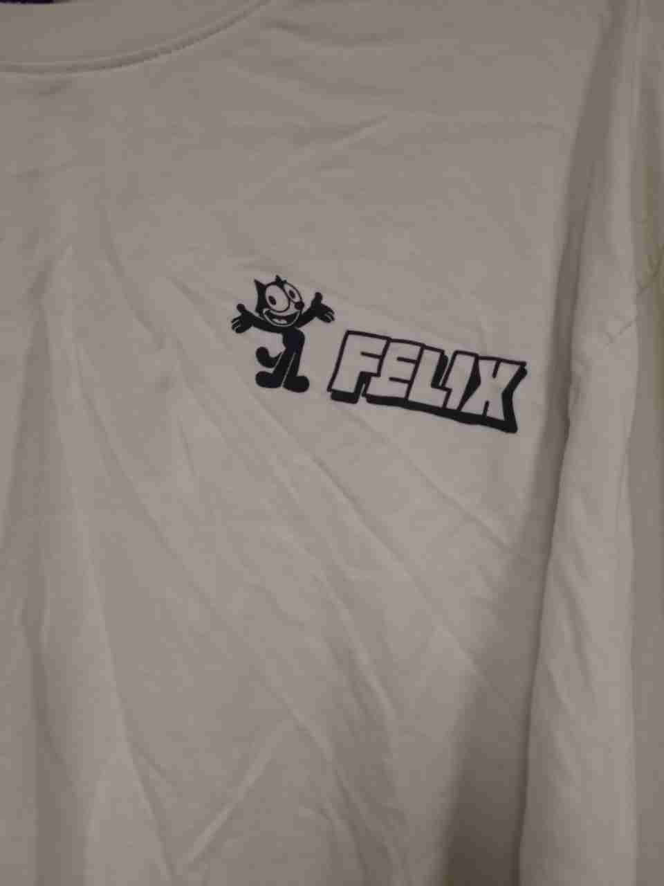 H&M Felix The Cat Long Sleeve Graphic T-Shirt Relaxed Fit Cream White Sz XL